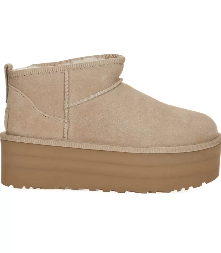 Femme UGG® Bottines Classic Ultra Mini Plateforme Daim Sand