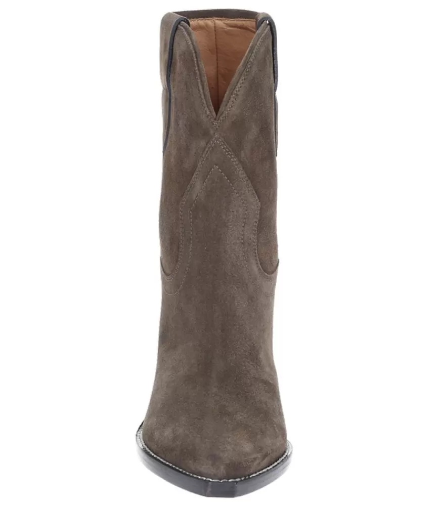 Femme Isabel Marant Bottines Veau Velours Leyane Khaki