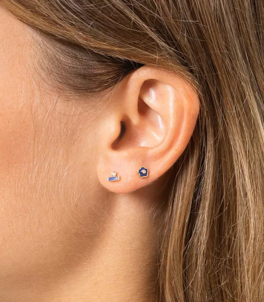 Femme Pamela Love Boucle D'Oreille Bar Dot Stud Lapis