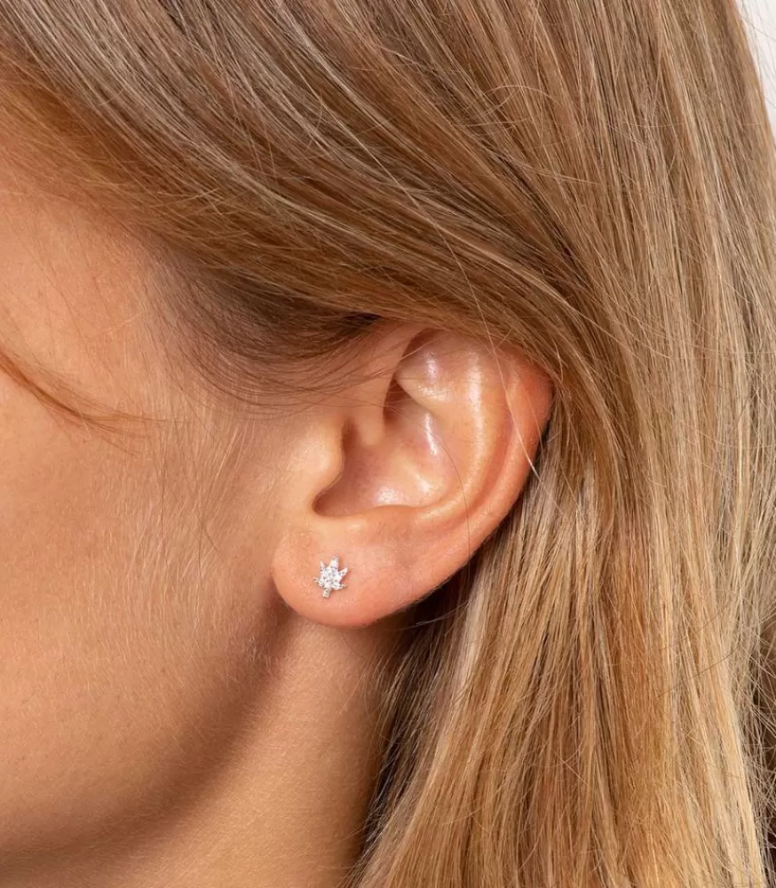 Femme Feidt Paris Boucle D'Oreille Canabis Or Blanc Et Diamants