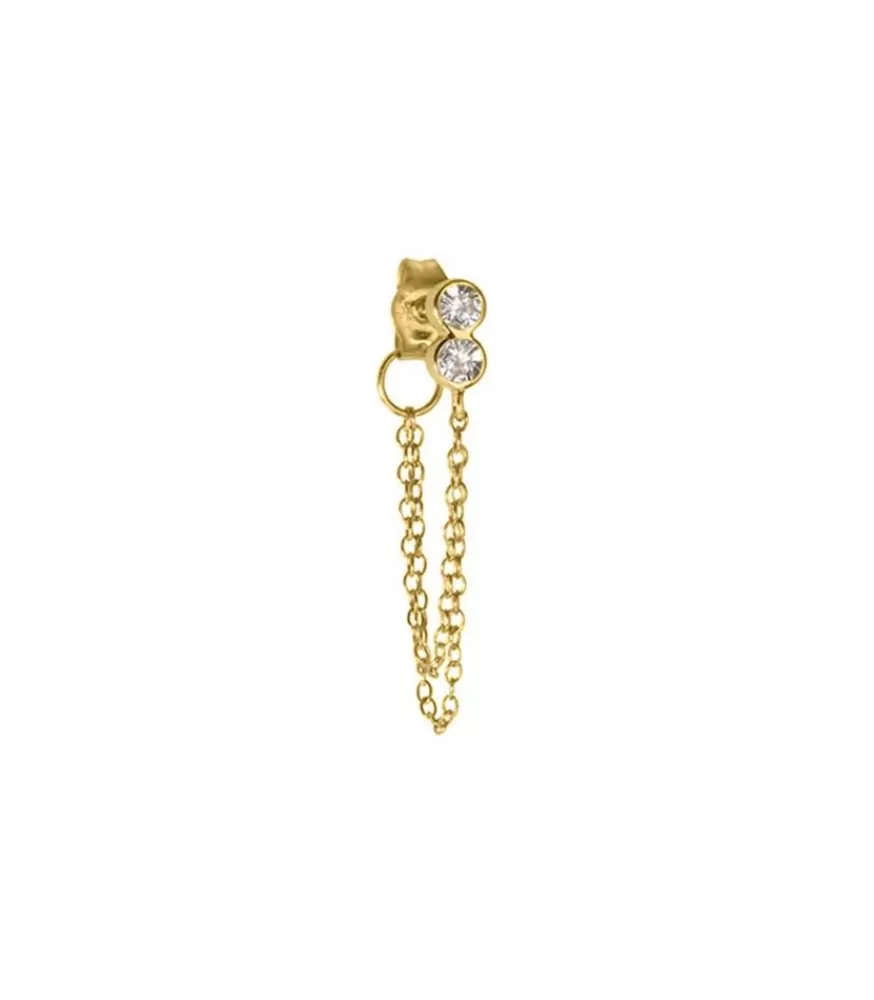 Femme And... Paris Boucle D'Oreille Double Chaine Diamants