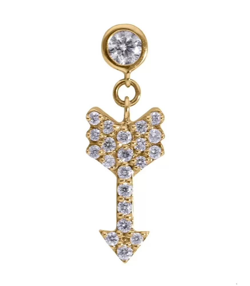 Femme And... Paris Boucle D'Oreille Fleche Or Jaune Et Diamants