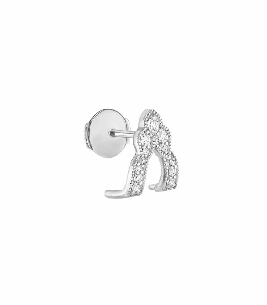 Femme Stone Paris Boucle D'Oreille Metropolis Or Blanc Et Diamants