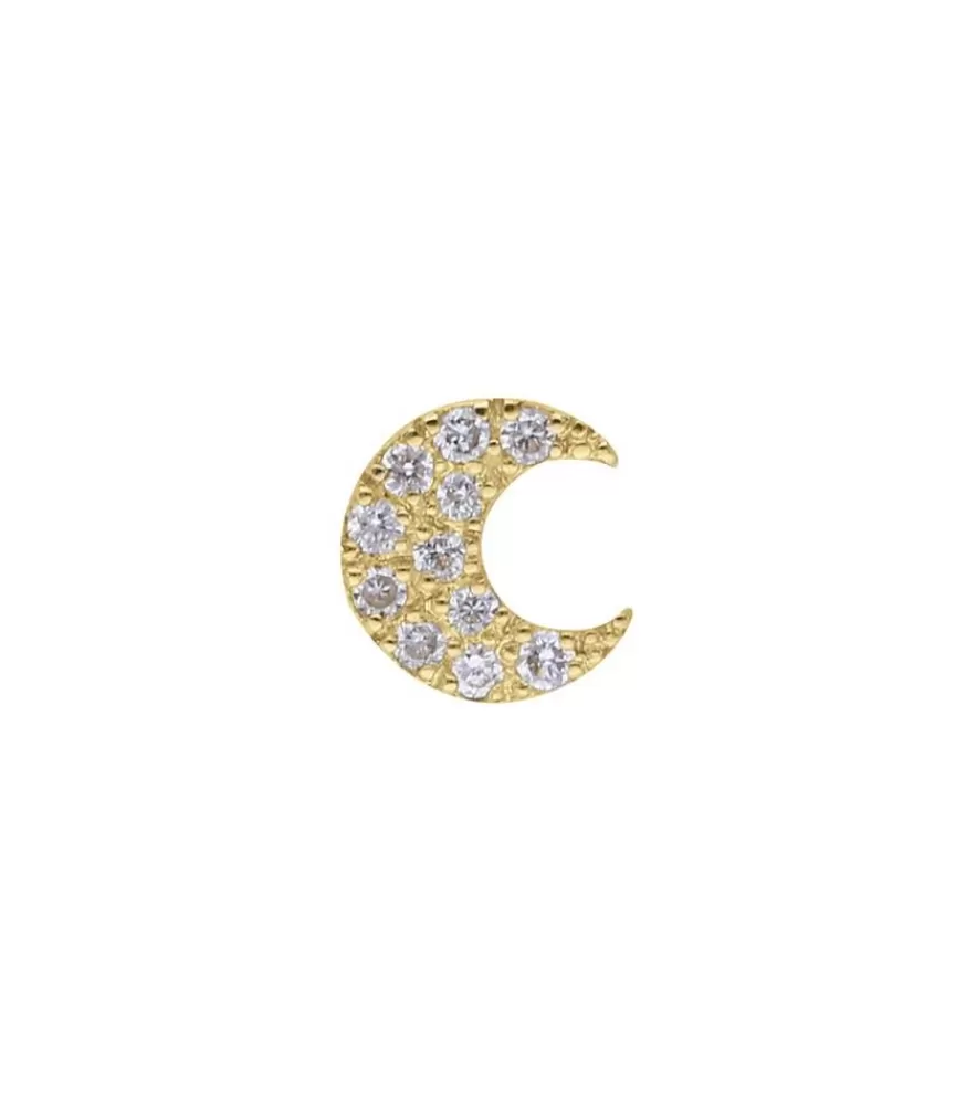 Femme Feidt Paris Boucle D'Oreille Moon Or Jaune Et Diamants