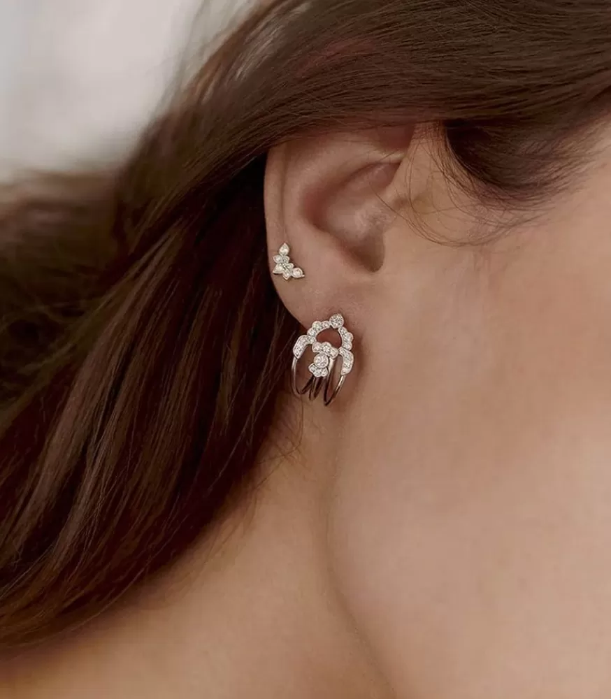 Femme Stone Paris Boucle D'Oreille Nude Or Blanc Et Diamants