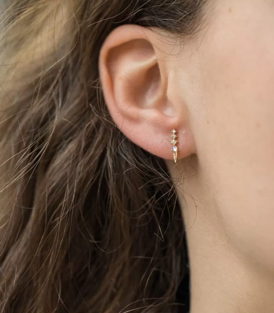 Femme Céline Daoust Boucle D'Oreille Pierre De Lune Et Diamants