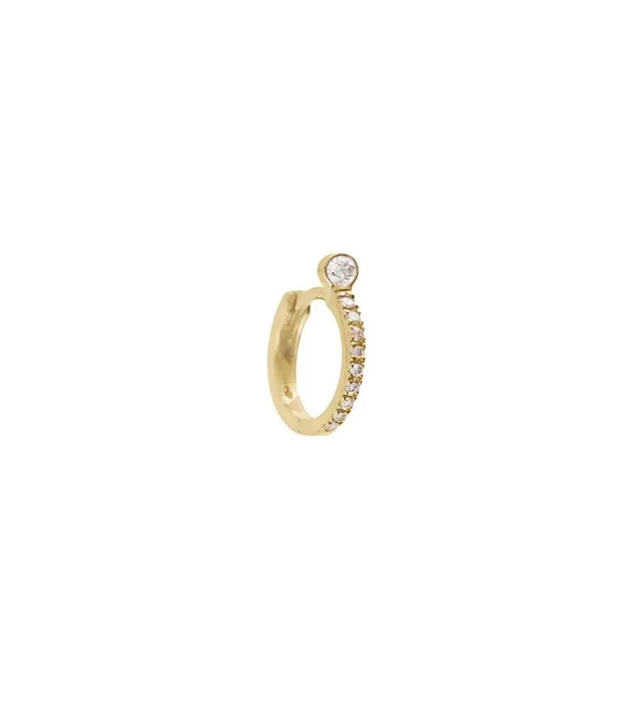 Femme And... Paris Boucle D'Oreille Semi Pavee Or Jaune Et Diamants