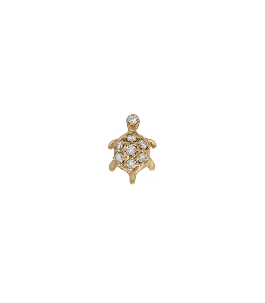 Femme And... Paris Boucle D'Oreille Stud Tortue Or Jaune Et Diamants