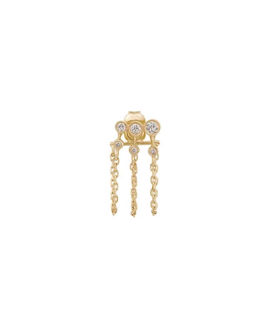 Femme Céline Daoust Boucle D'Oreille Unique Chaine Constellations Triple Diamants