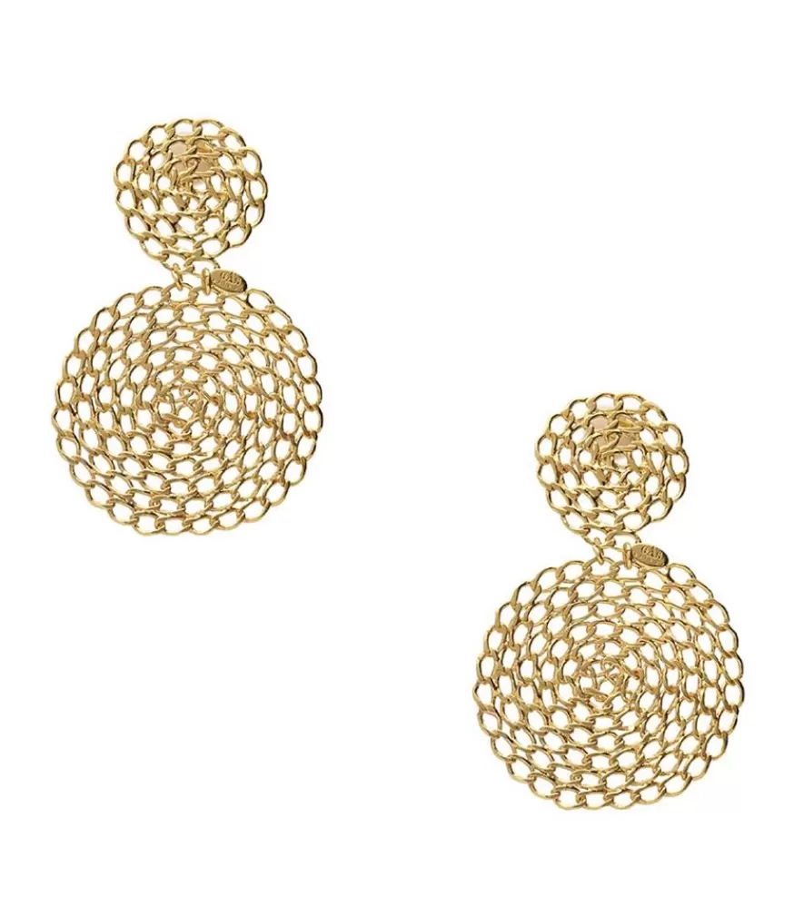 Femme Gas Bijoux Boucles D'Oreille Onde Gourmette Dore