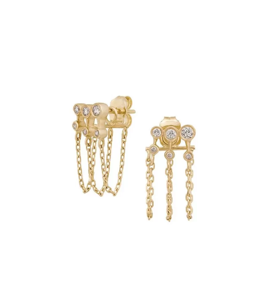 Femme Céline Daoust Boucles D'Oreilles Chaine Constellations Triple Diamants