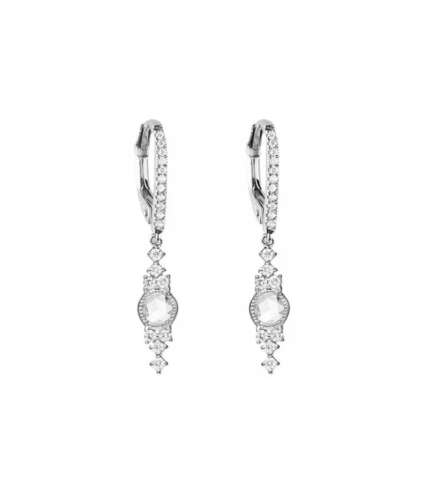 Femme Stone Paris Boucles D'Oreilles Himalaya En Or Blanc