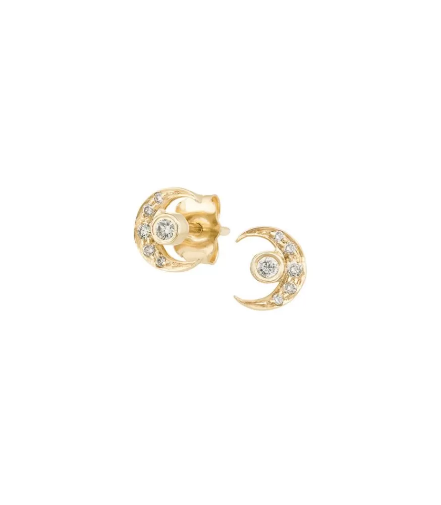 Femme Céline Daoust Boucles D'Oreilles Lune & Diamants