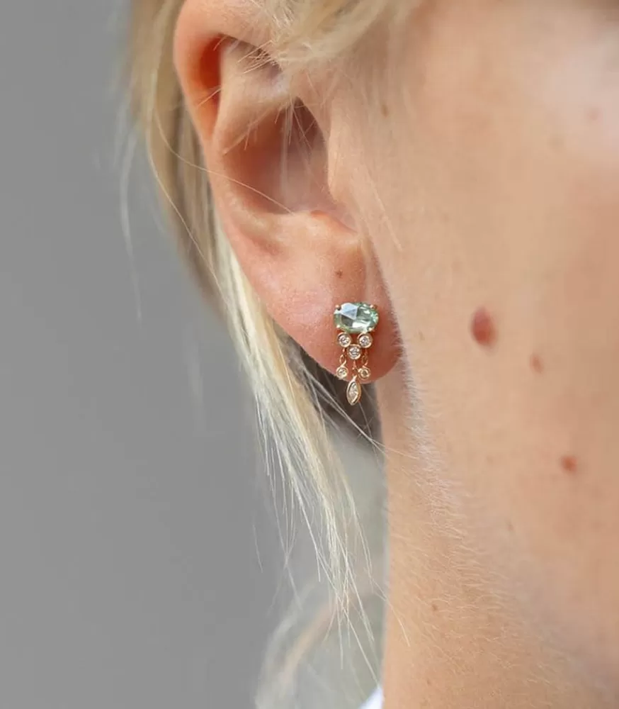 Femme Céline Daoust Boucles D'Oreilles Meduse Saphir Vert & Diamants