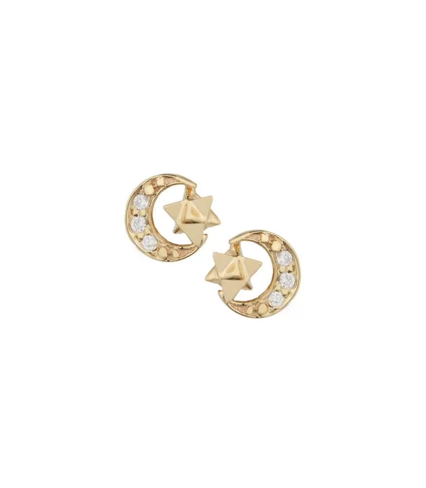 Femme Céline Daoust Boucles D'Oreilles Merkaba Diamants Lune