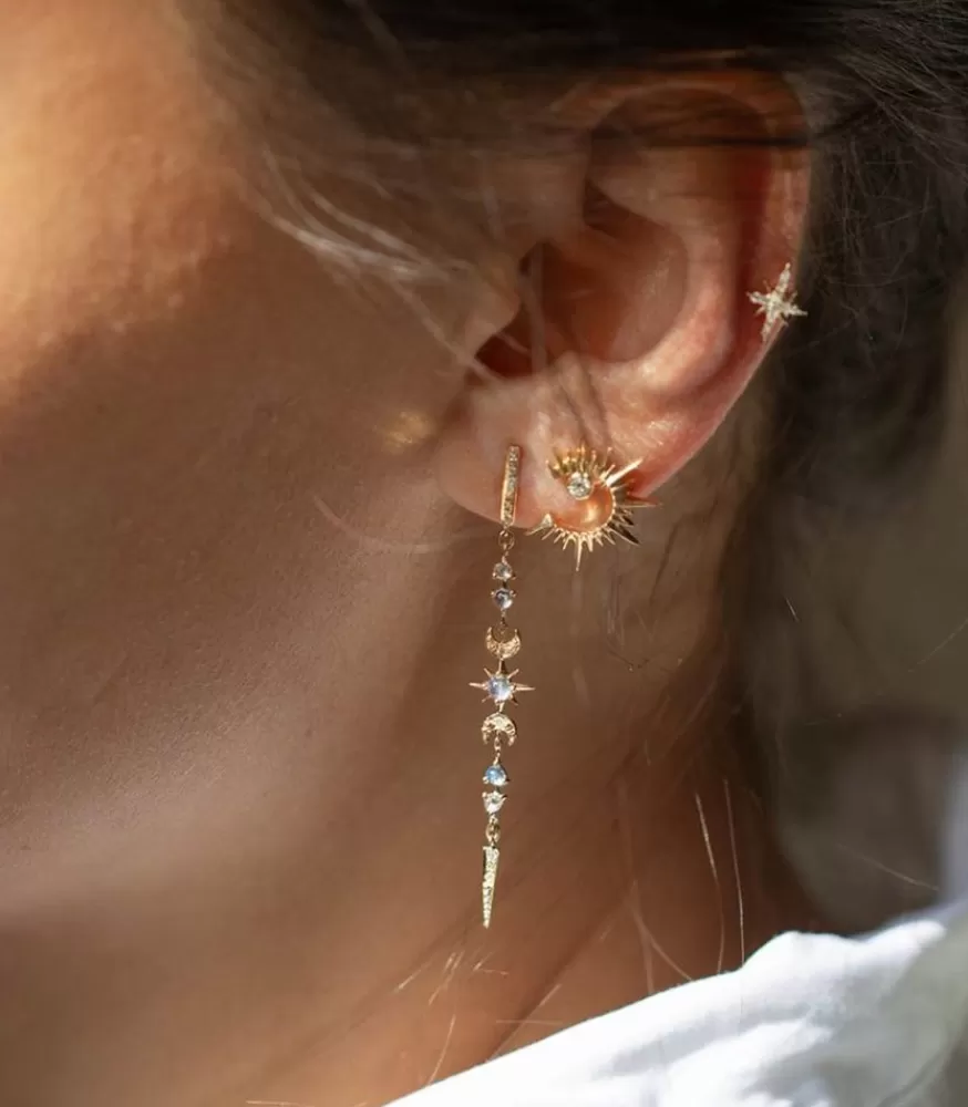 Femme Céline Daoust Boucles D'Oreilles North Star & Diamants Or Jaune