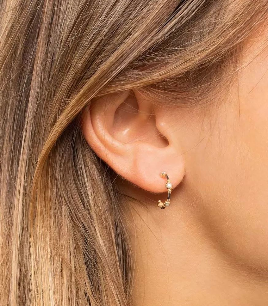 Femme 5 Octobre Boucles D'Oreilles Sisi S Argent, Or Et Perles D'Eau Douce