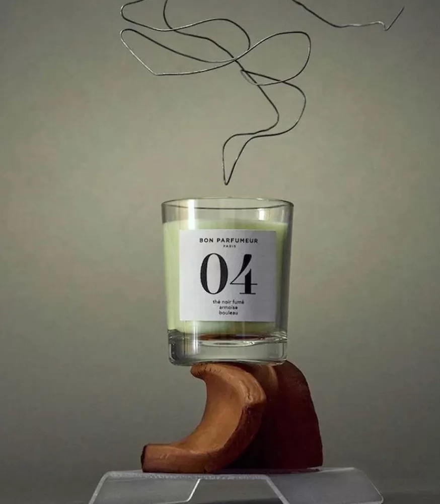 Bon Parfumeur Bougie Parfumee 04 The Noir Fume, Armoise Et Bouleau 180G