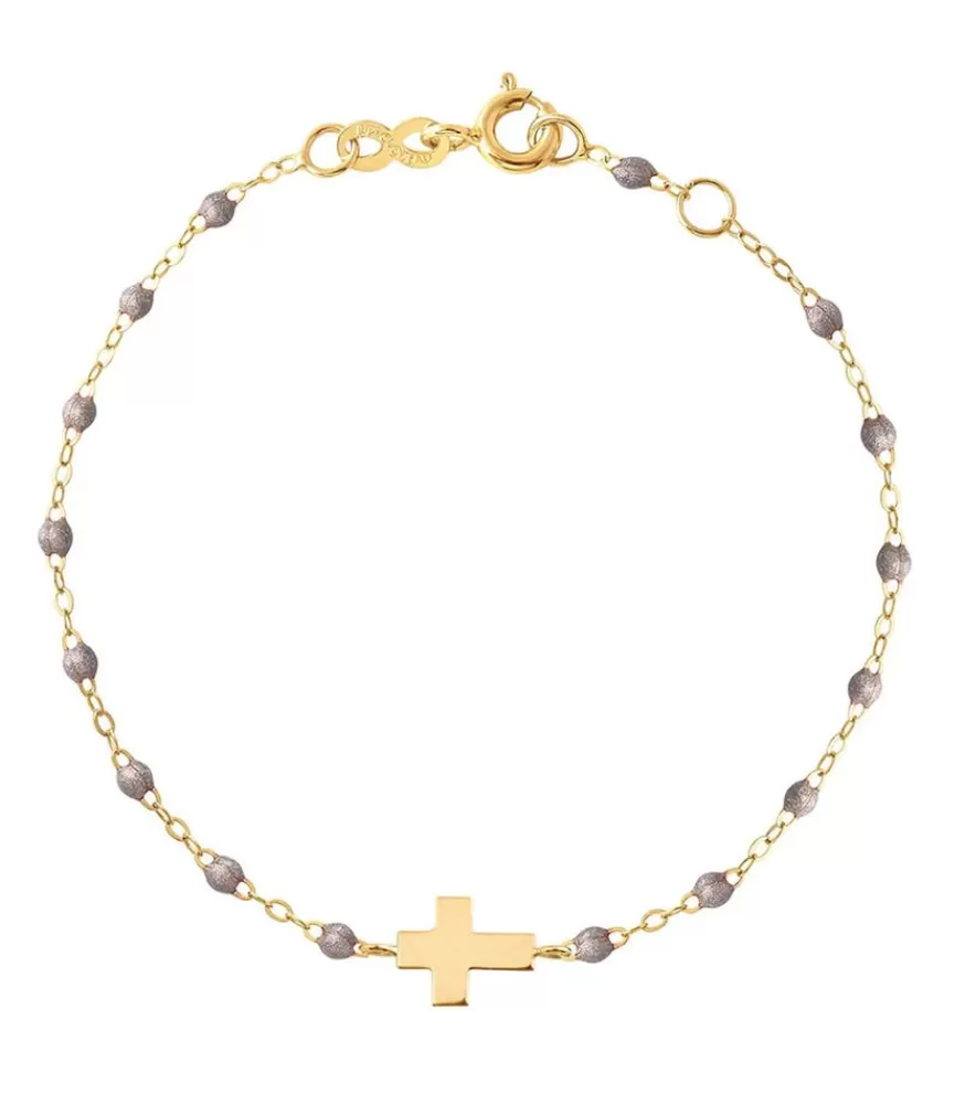 Femme Gigi Clozeau Bracelet Croix Or Jaune Et Perles De Resine