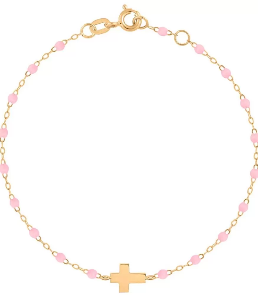 Femme Gigi Clozeau Bracelet Croix Or Jaune Et Perles De Resine