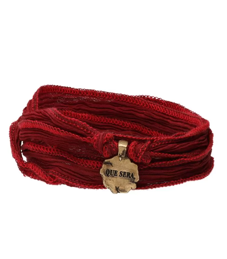 Femme Catherine Michiels Bracelet En Soie A Nouer Et Charm Que Sera En Bronze