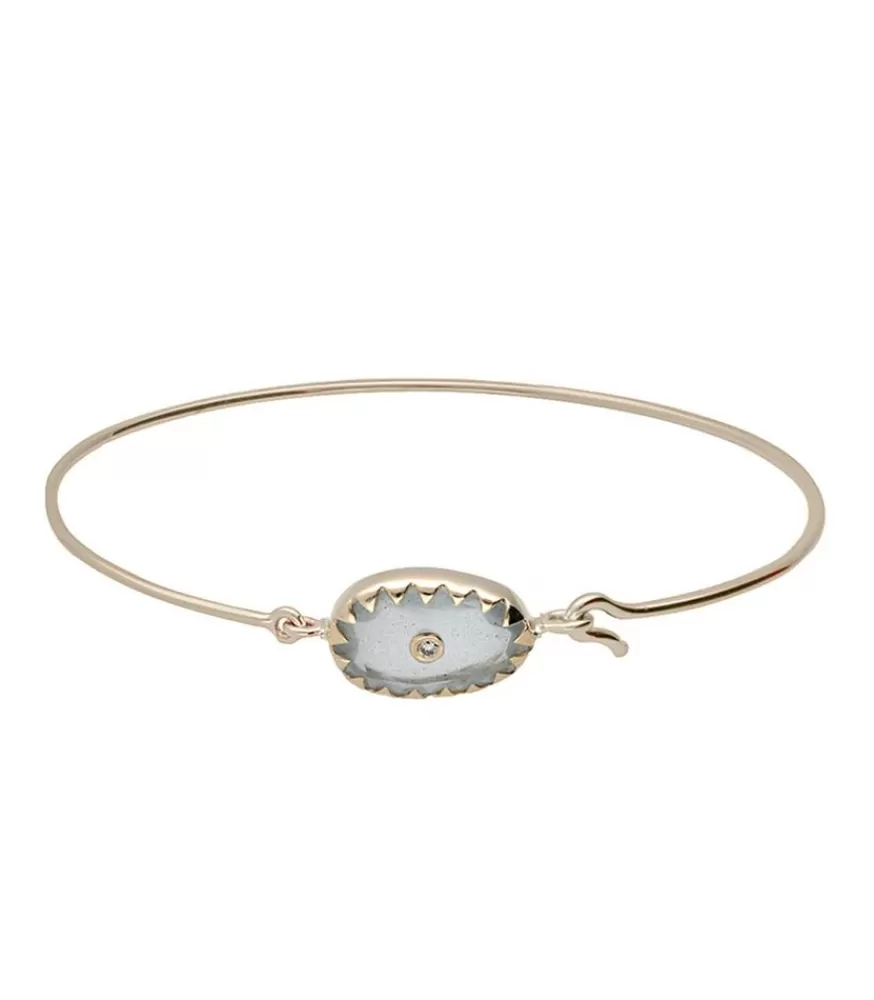 Femme Pascale Monvoisin Bracelet Jonc Or Jaune Orso Aigue Marine