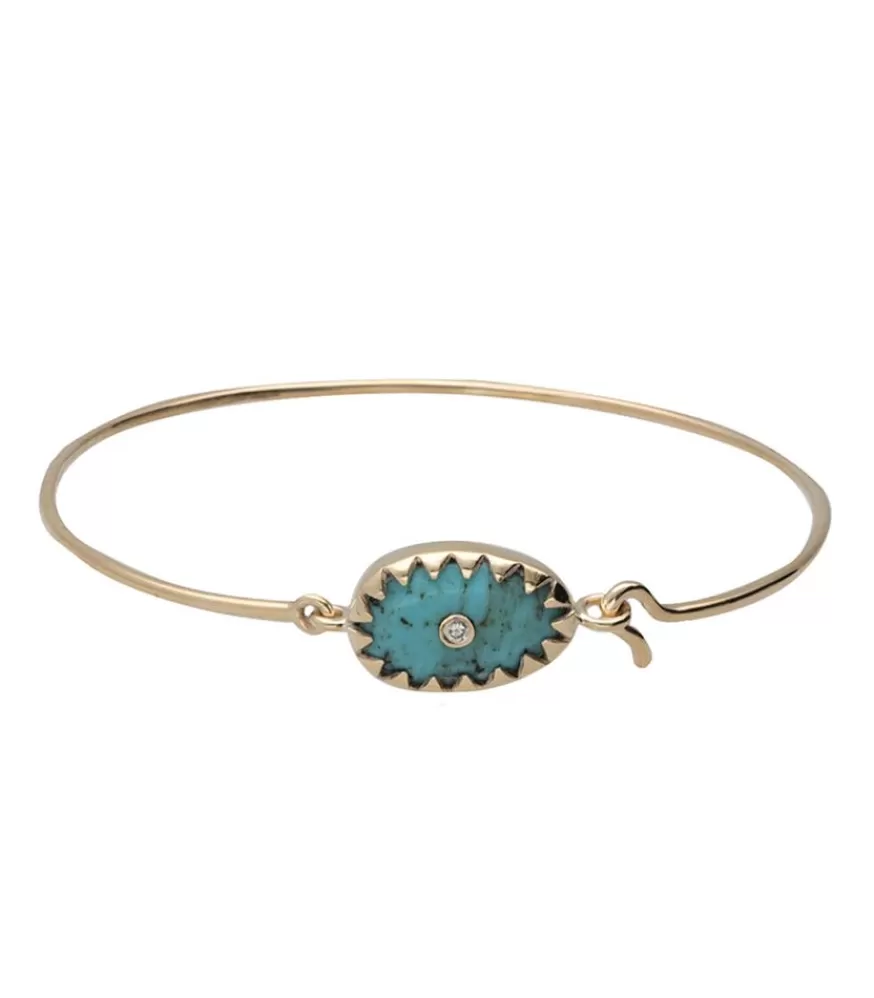 Femme Pascale Monvoisin Bracelet Jonc Or Jaune Orso Turquoise