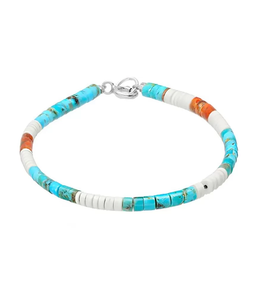 Femme Harpo Bracelet Pueblo Heishi Turquoise/Corail