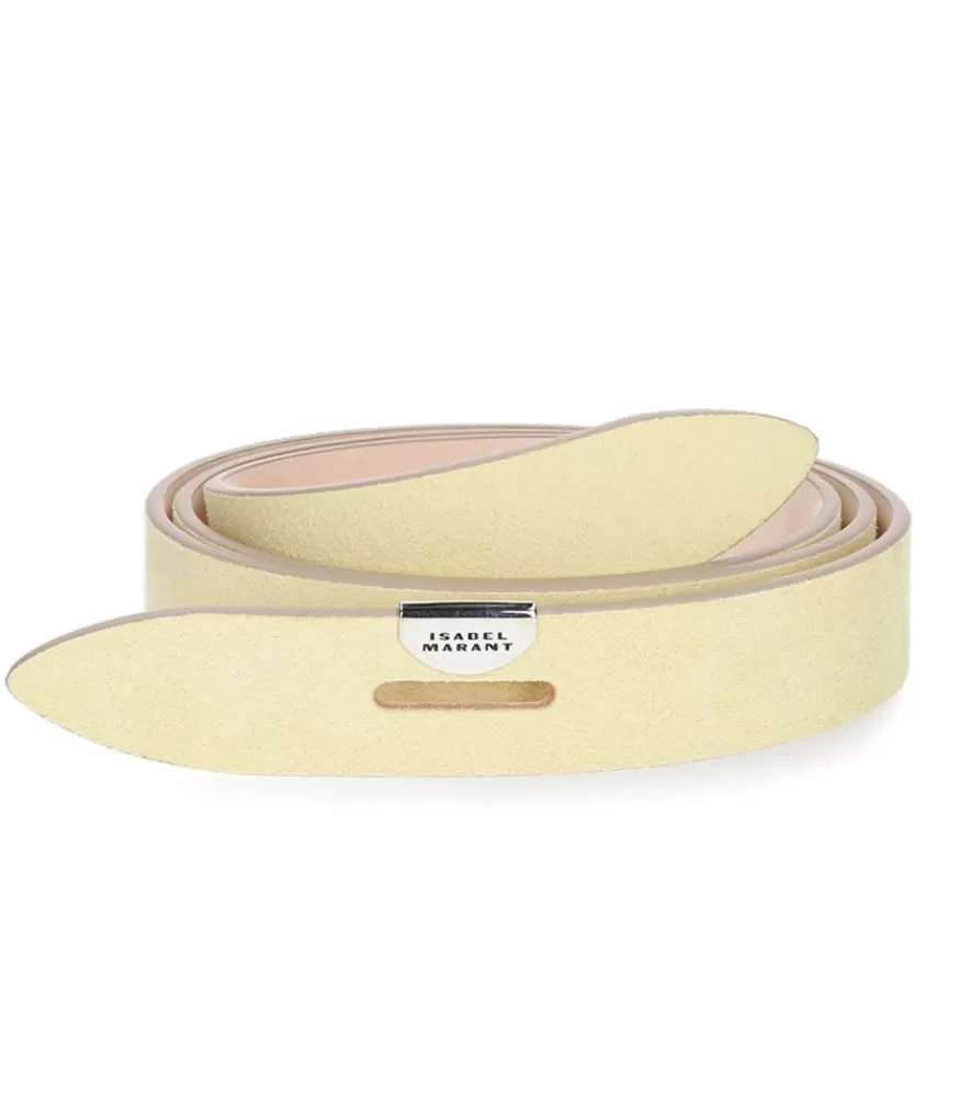 Femme Isabel Marant Ceinture Lecce En Cuir Suede Light Yellow