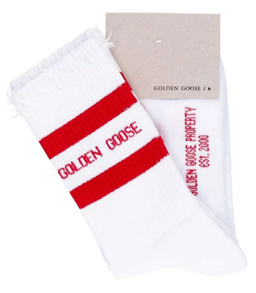 Femme Golden Goose Chaussettes Hautes A Rayures Rouges