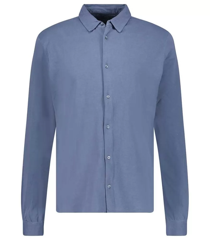 Homme Majestic Filatures Chemise Homme A Manches Longues Bleu Vintage