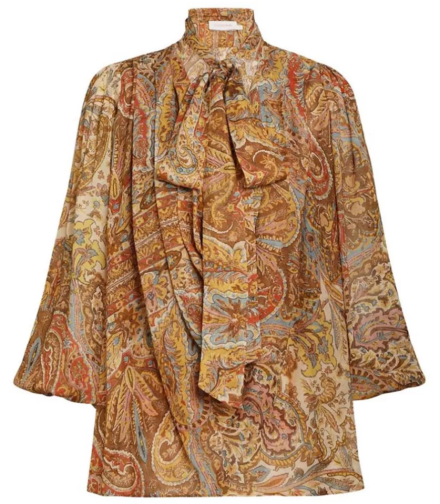 Femme Zimmermann Chemisier Sensory Billow Paisley Gold Print