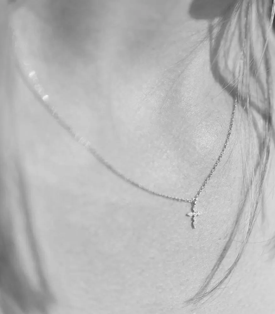 Femme Stone Paris Collier Celeste Simple Or Blanc Et Diamants