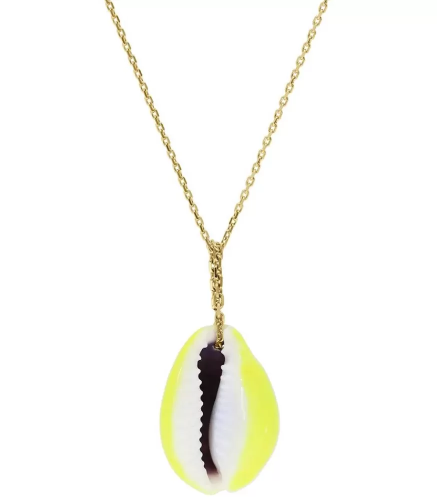 Femme Aurélie Bidermann Collier Coquillage Merco Jaune Fluo