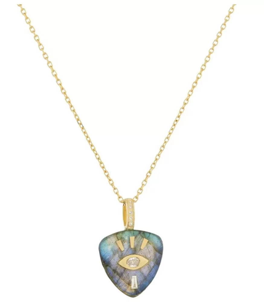 Femme Céline Daoust Collier En Or Chaine Oeil Diamant Labradorite