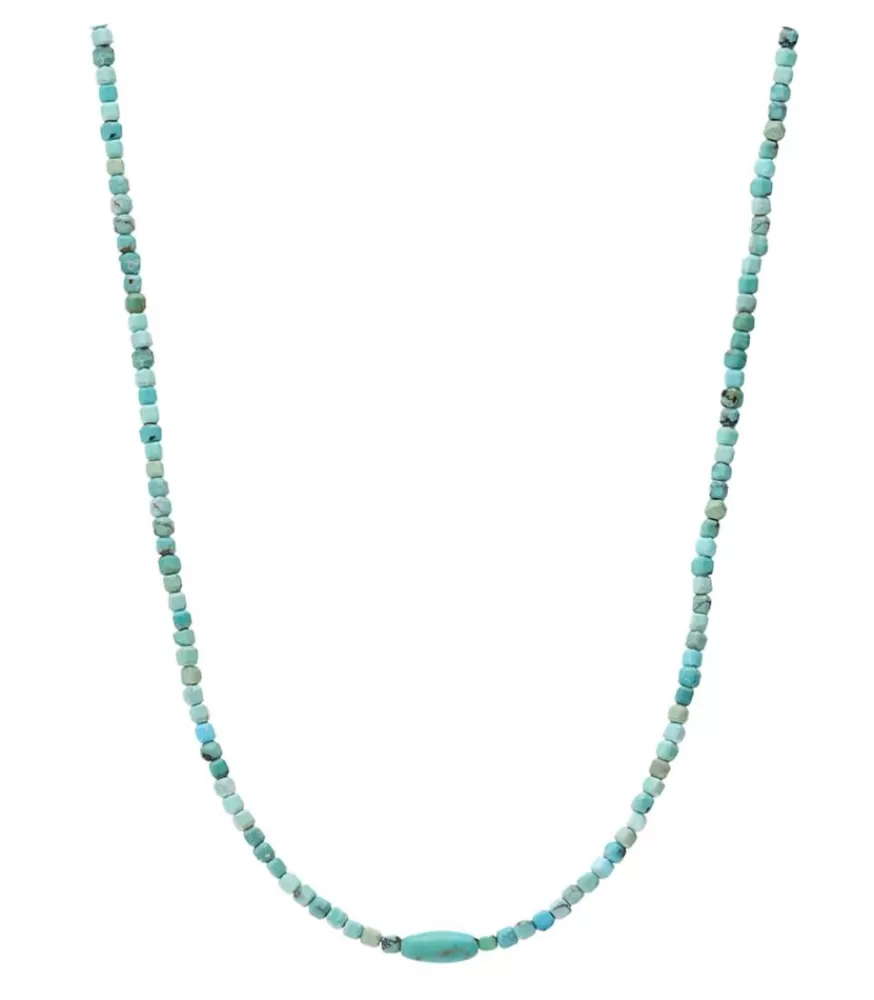 Femme And... Paris Collier Perles Cubes Et Turquoise Ovale