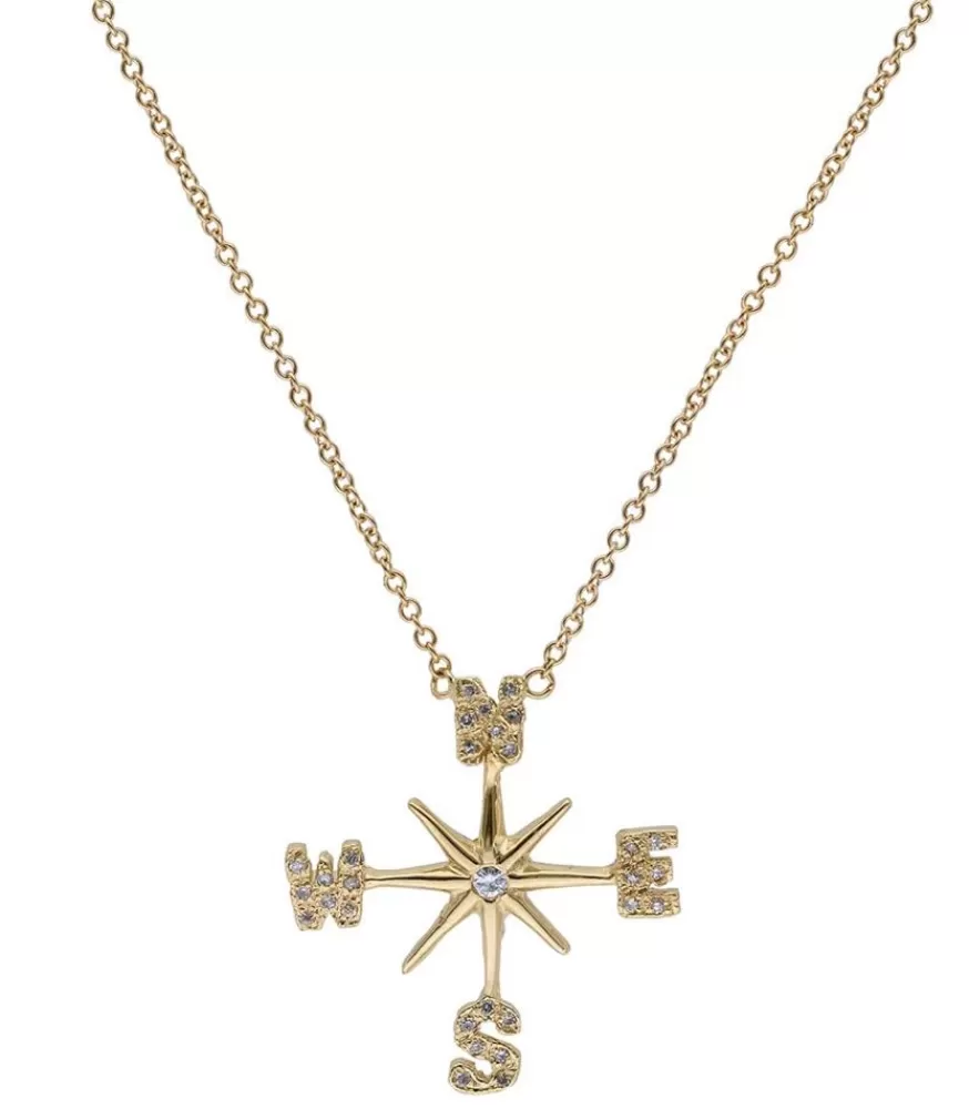 Femme Jacquie Aiche Collier Rose Des Vents En Or Jaune Et Diamants