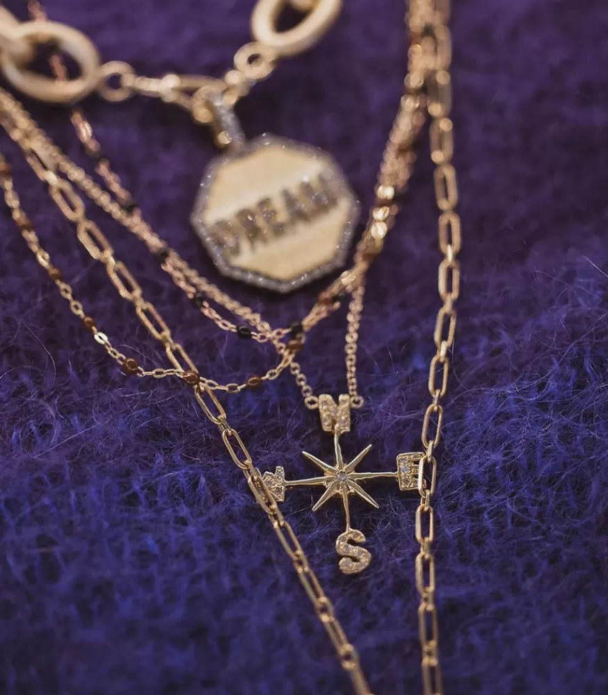 Femme Jacquie Aiche Collier Rose Des Vents En Or Jaune Et Diamants