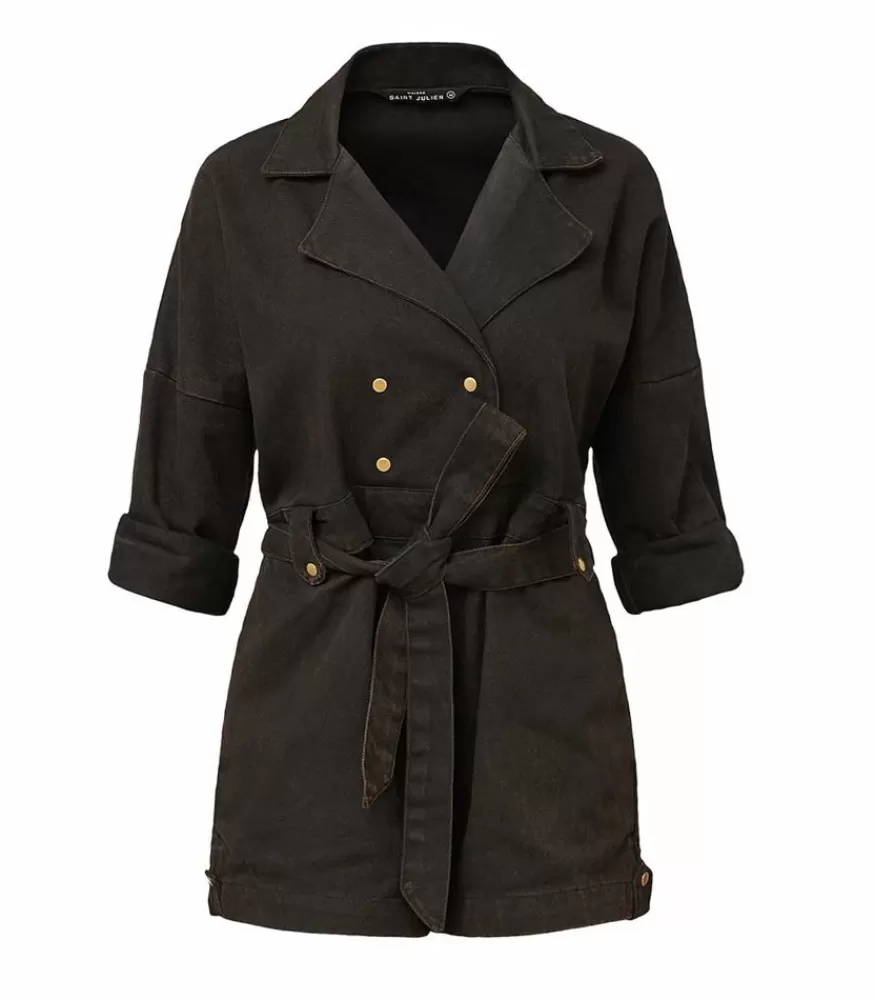 Femme Maison Saint Julien Combishort Trench Coat Noire