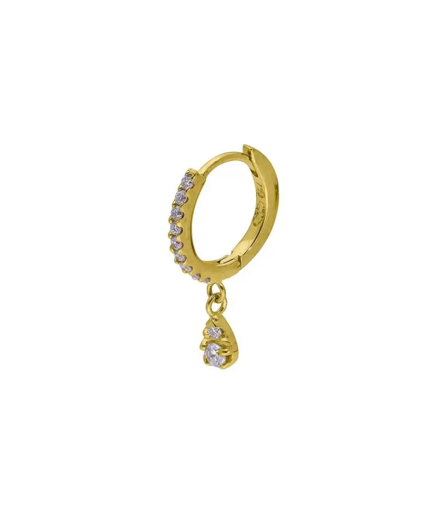 Femme And... Paris Creole Or Jaune Demi-Pavee Diamants Et Goutte 2 Diamants