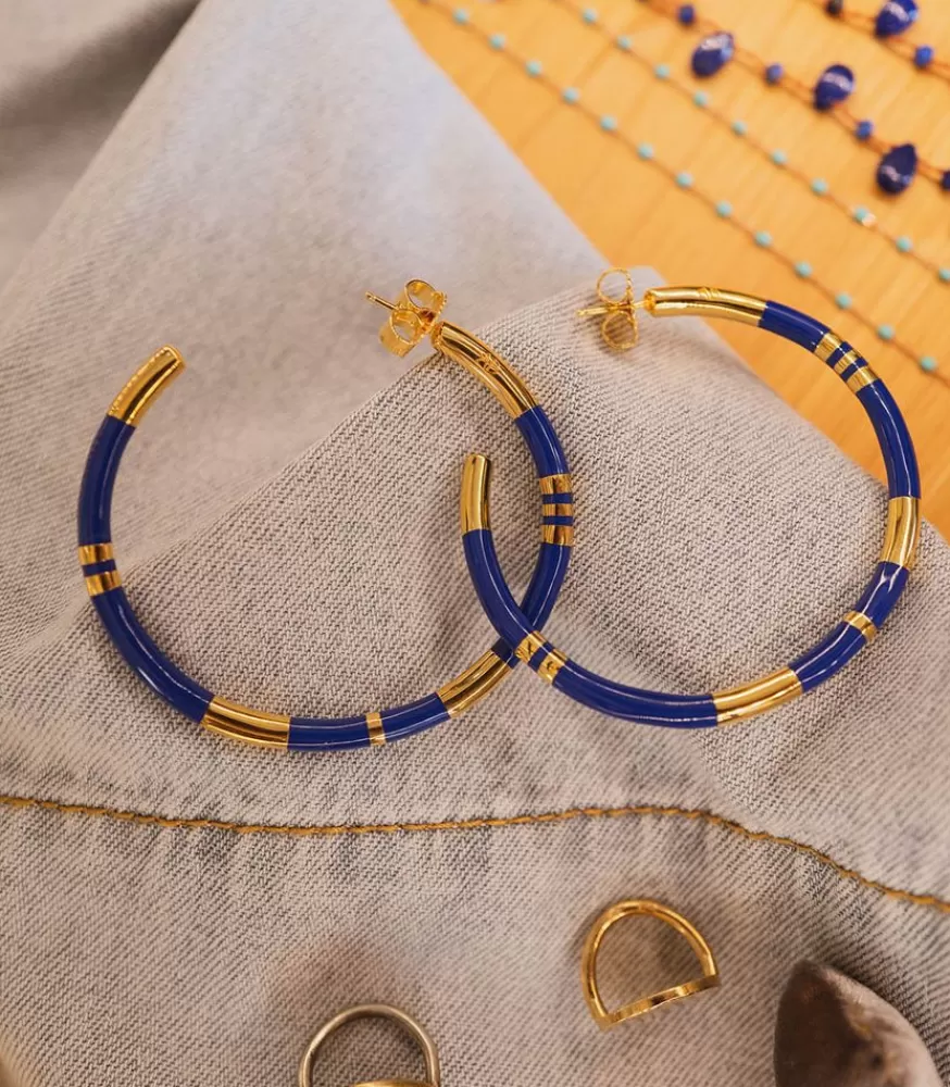 Femme Aurélie Bidermann Creoles Positano A Rayures Lapis