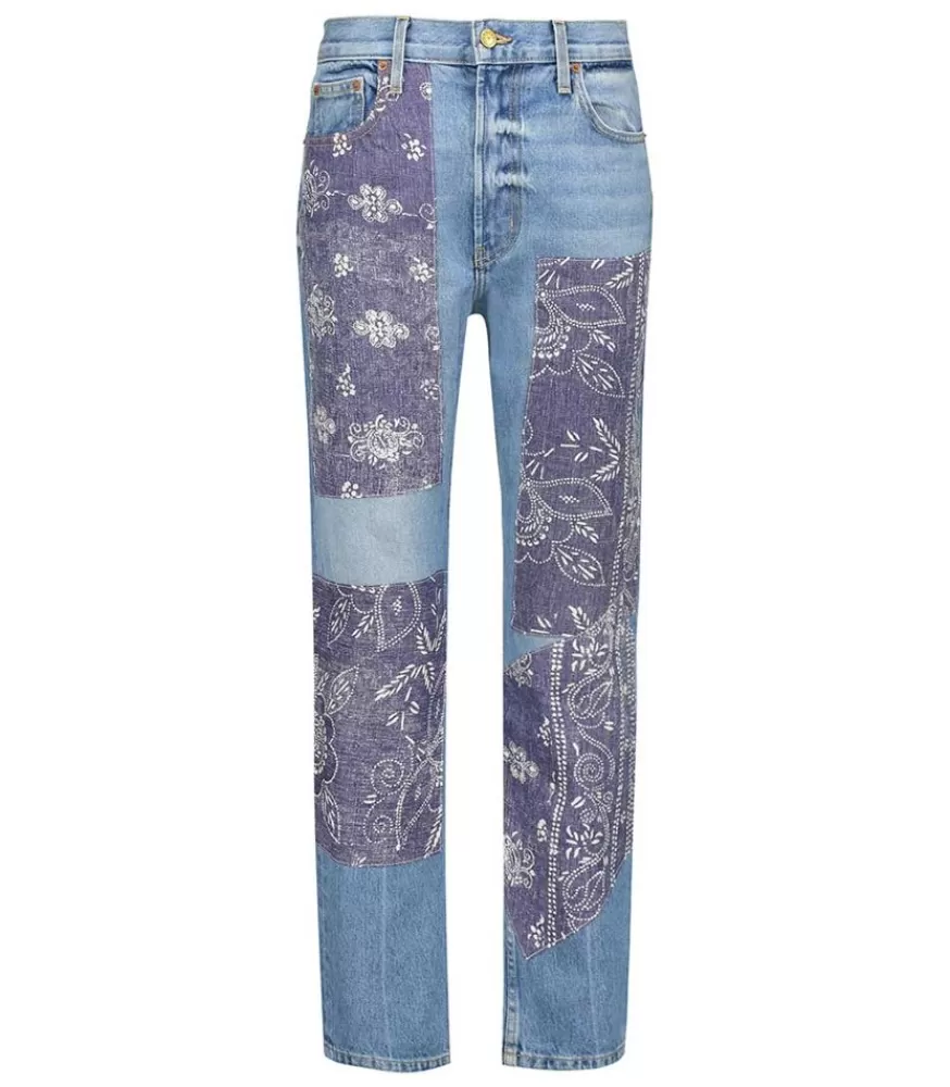 Femme B Sides Jean Straight All-Over Floral Patchwork