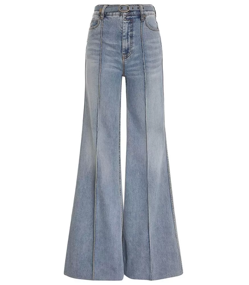 Femme Zimmermann Jean Wide Leg Bleu Poseidon