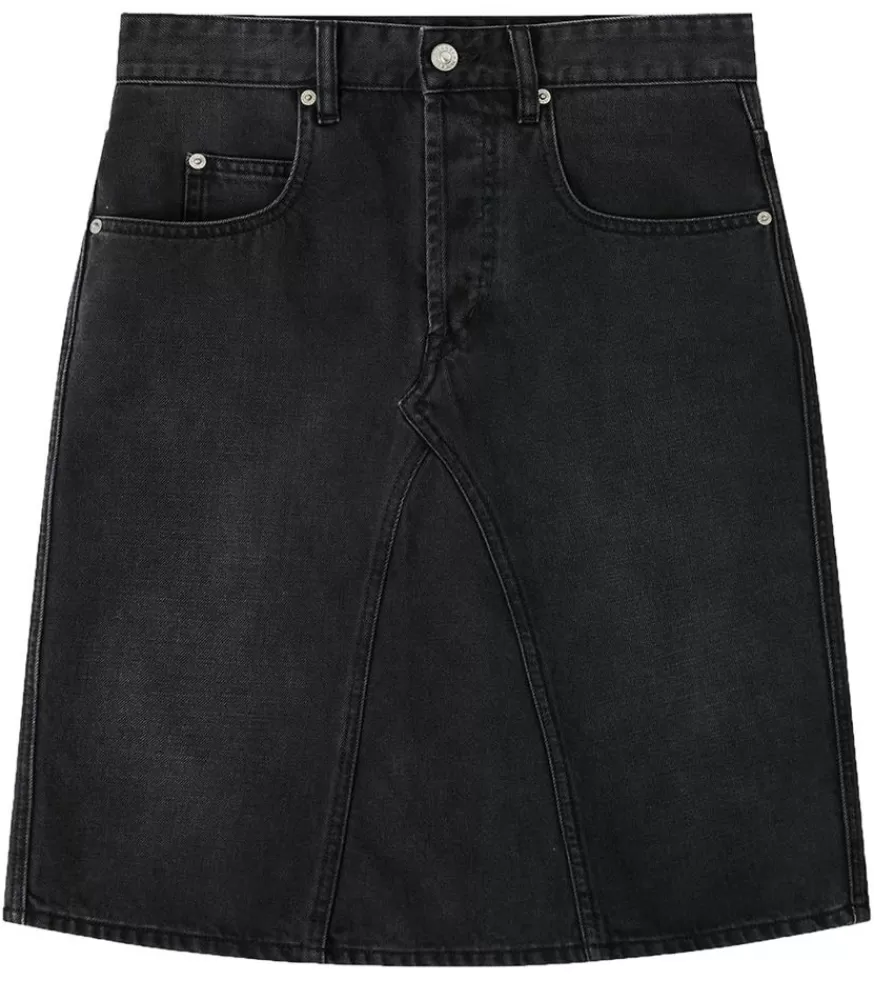 Femme Marant Étoile Jupe Midi Fiali En Jean Faded Black