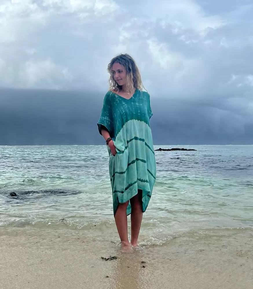 Femme Love and let dye Kaftan Maui Vintage Green