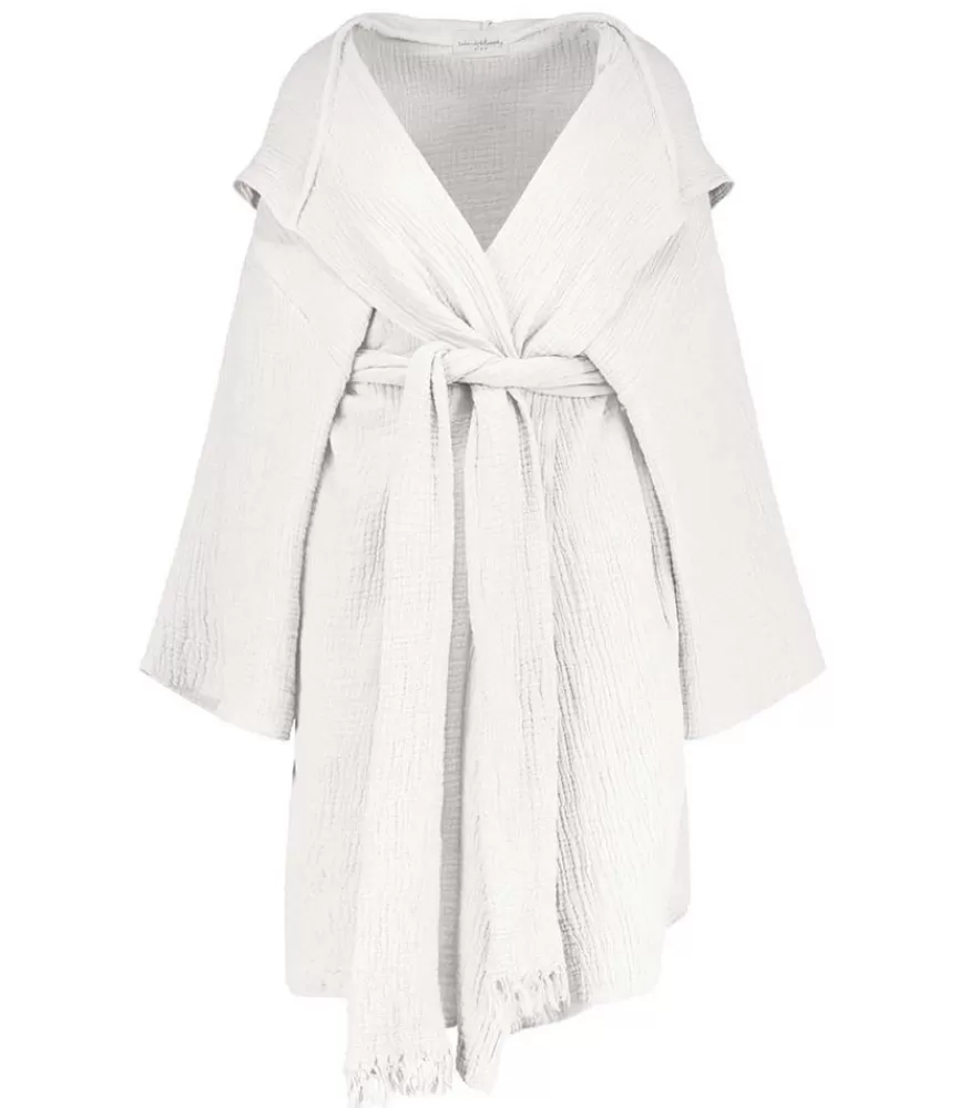 Femme Bed and Philosophy Kimono A Capuche Crawl En Gaze De Coton