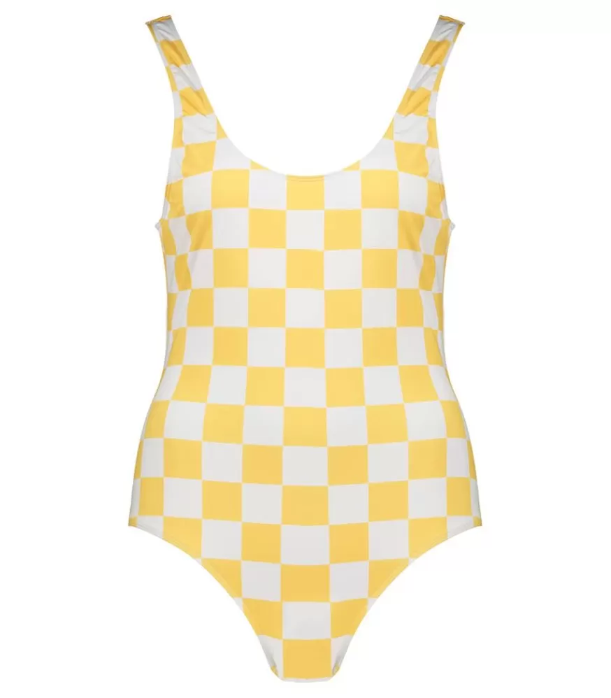 Femme Roseanna Maillot De Bain Une Piece Pamela Damier Jaune/Blanc