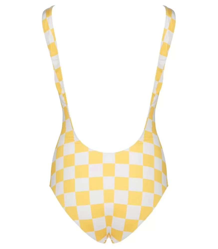 Femme Roseanna Maillot De Bain Une Piece Pamela Damier Jaune/Blanc