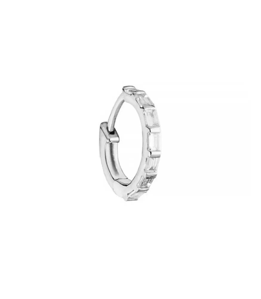 Femme Stone Paris Mini Creole Baguette Or Blanc