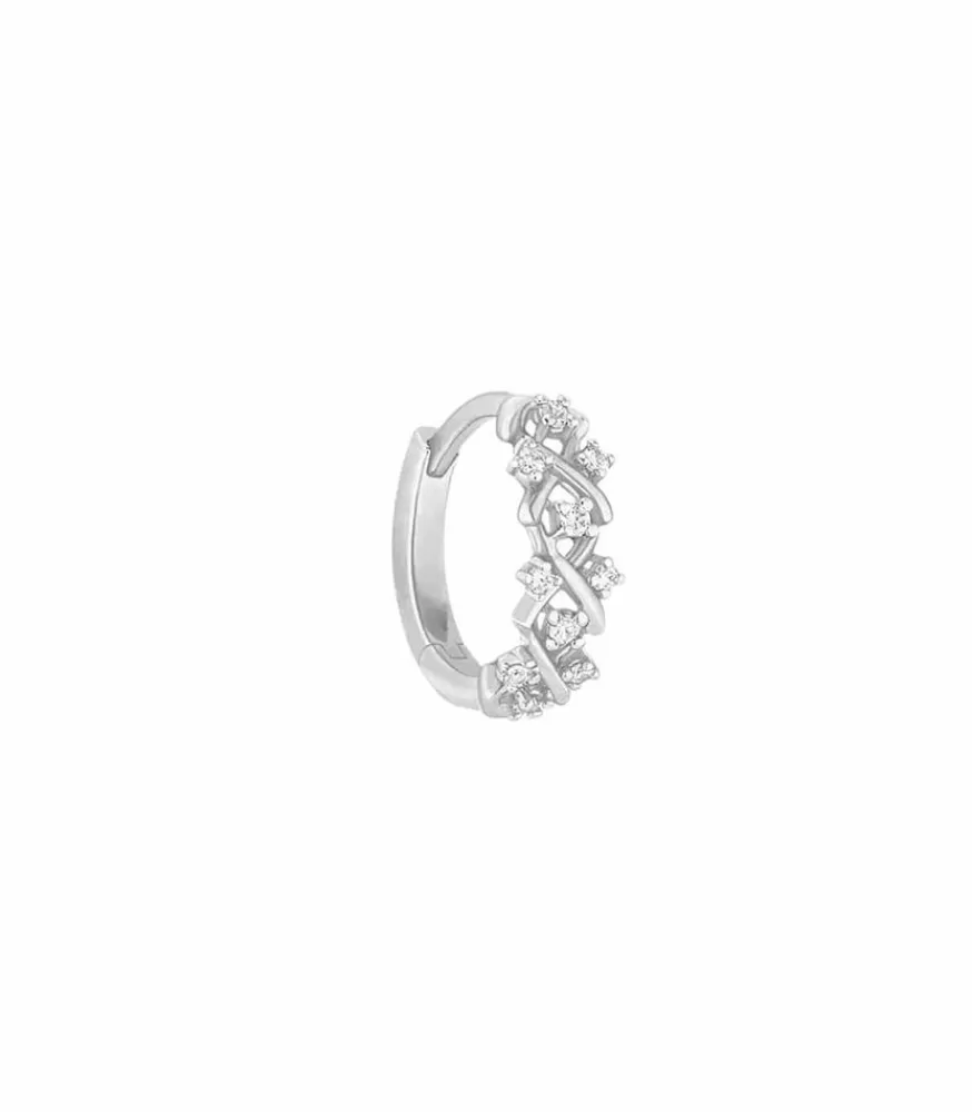 Femme Stone Paris Mini Creole Dunaway Or Blanc Et Diamants